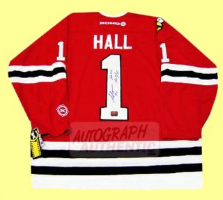 Chicago Blackhawks jersey signed by Glenn Hall. The jersey is semi pro
