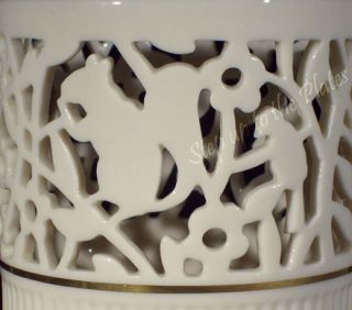 Lenox China GLENWOOD Tracery Pierced Vase w/ Woodland Animals 1980s