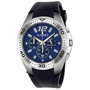 NEW Haurex Italy Mens Speed Blue Dial Chronograph Rubber Wrist Watch