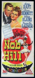 NOB Hill 45 George Raft Hand Litho Daybill Poster