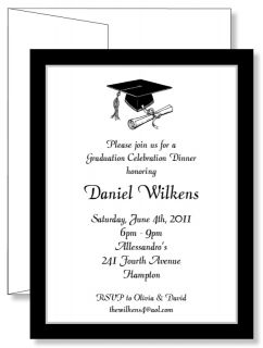  Personalized Black & White Simple Graduation Announcement Invitations