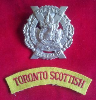  Canadian Toronto Scottish Glengarry Badge and Shoulder Title