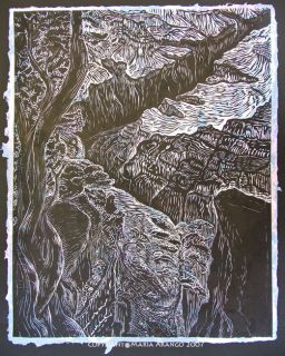  Woodcut Very Limited Edition 35 Grand Canyon South Rim Handmade Paper