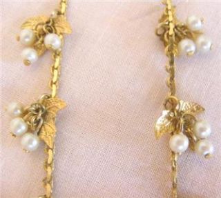Vintage Grapevine Goldtone Faux Pearl Necklace