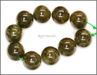 10 Green Garnet Grossular Round Beads AP 14mm 67069
