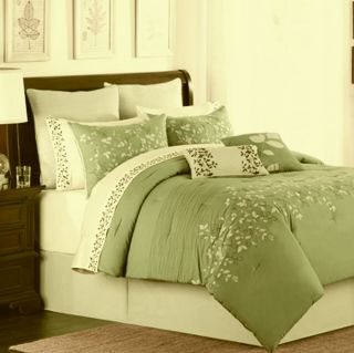 Spring Lake Green Oversize King 8 Piece Comforter Bed in A Bag Set