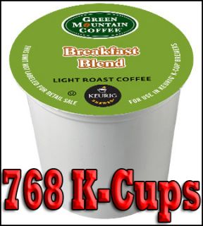 Green Mountain Coffee Breakfast Blend 768 K Cups for Keurig Brewers