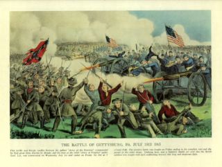 Old Print Civil War Battle Gettysburg Pennsylvania