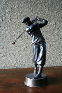 Vintage 9” Solid Bronze Golfer Statue