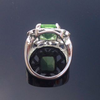  Vintage Silver Gemstone Ring Green Quartz Ring Size 5 5