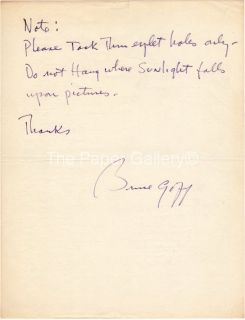 Signed Hand Written Note from Architect Bruce Goff