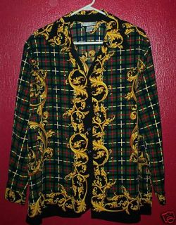 Notations Size 2X Button Up Plaid w Gold