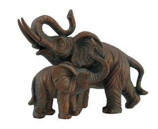 Bronzed Mother and Child Elephant Statue