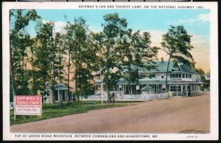 Green Ridge Mountain MD Shipways Inn Tourist Camp Vtg Postcard Old