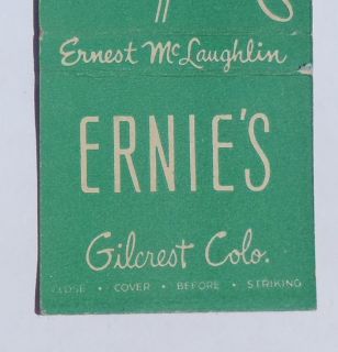  Matchbook Ernies Bar Ernest McLaughlin Gilcrest CO Weld Co Colorado