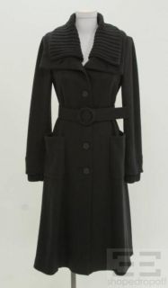 Giorgio Armani Black Label Navy Cashmere Beleted Long Coat Size 42