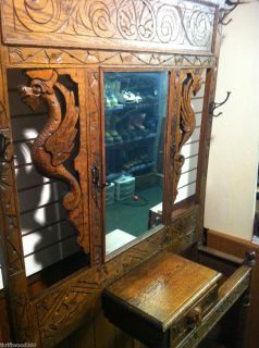 Antique Tiger Oak Dragon Vanity 150 200 Years Old