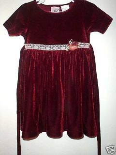 Girls Size 2T Burgundy Christmas Dress Goodlad Velvet