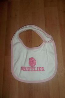 Grizzlies Basketball Infant Girls Bib White with A Bear on It