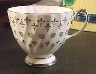 Gladstone China Cup Saucer Silver Fleur de Lis