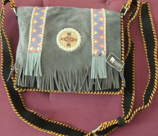 NWT Genuine handmade craft leather purse bag crossbody unique native