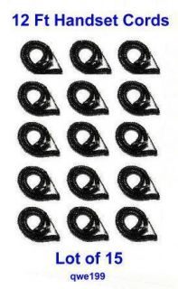 Telephone Handset Cord 12 Foot Black Lot of 15 New Factory Sealed