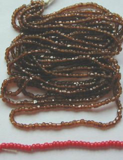  Brown Sparkle Antique Hex Cut Glass Seed Beads Lot Hank