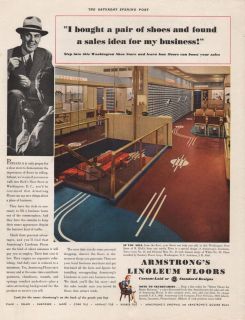 1939 VINTAGE ARMSTRONG LINOLEUM FLOORS I BOUGHT A PAIR OF SHOES PRINT