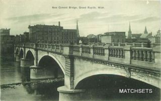 Grand Rapids Michigan New Cement Bridge Postcard