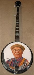 Grandpa Jones Oil Portrait on Banjo by Roy Bills Michigan Artist