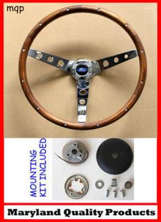 Falcon Mustang with Generator Grant Wood Steering Wheel 15 Chrome