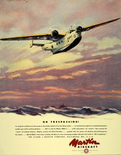 1941 Ad Martin PBM 1 Patrol Bomber Charles H. Hubbell   ORIGINAL