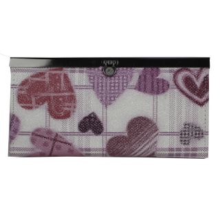 Purple Heart Print Glitter Clutch Wallet WL008