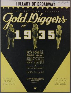  OF BROADWAY Dubin & Warren 1935 GOLD DIGGERS Sheet Music GLORIA STUART