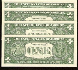 10 Consecutive UNC 1957 B $1 Dollar Bills Silver Certificate Blue Seal