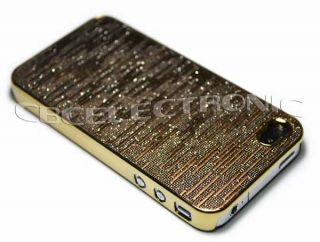 New Dark Gold Shiny PU Hard Case Skin Cover for iPhone 4 4G