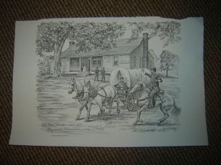 Vintage J Harold Bailey Drawing Print McNair House 1830