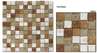 Glass and Stone Tile Mosaic Travertine and Beige Colors
