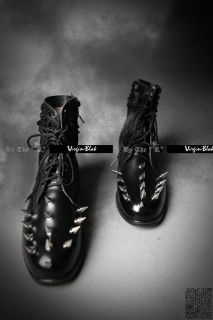 VB Homme Mens Spike Studded Combat Boots Punk Rock