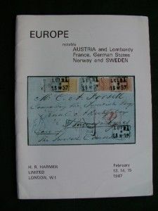HR Harmer Auction Catalogue 1967 Europe Austria Lombardy France Norway