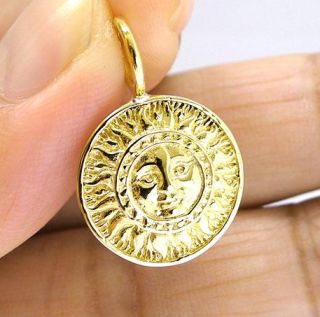 The Sun Tarot Card Gold Coin Brass Lucky Round Pendant