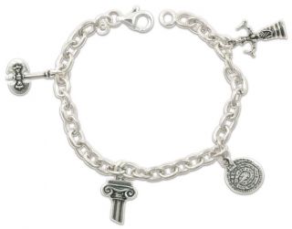 Silver Chain Bracelet with 4 Greek Charms Greek Jewelry