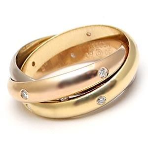 Cartier Mens Trinity Rolling Band Diamond Ring 18K Gold