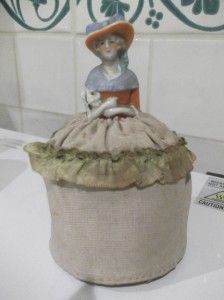Pretty art deco crinoline lady pincushion 1/2 doll.she needs a new
