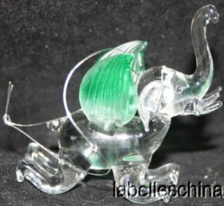 Unbranded Glass Elephant Green Wings Hanging Ornament Good Luck