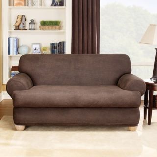 Sure Fit Stretch Leather Two Piece Sofa T Cushion Slipcover