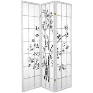 Oriental Furniture Lucky Bamboo Room Divider in White   SS LUCKY