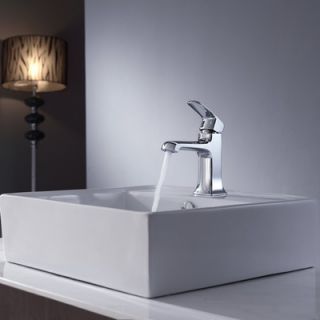 Kraus 18.6 W x 18.6 L White Square Ceramic Sink and Decorum Basin