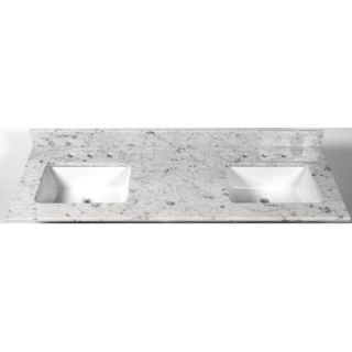 Vintage Stone 22 x 61 Marble Double Bowl Vanity Top with 8 Centers