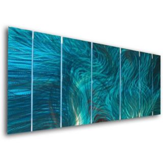  Walls Abstract by Ash Carl Metal Wall Art in Turquoise   23.5 x 60